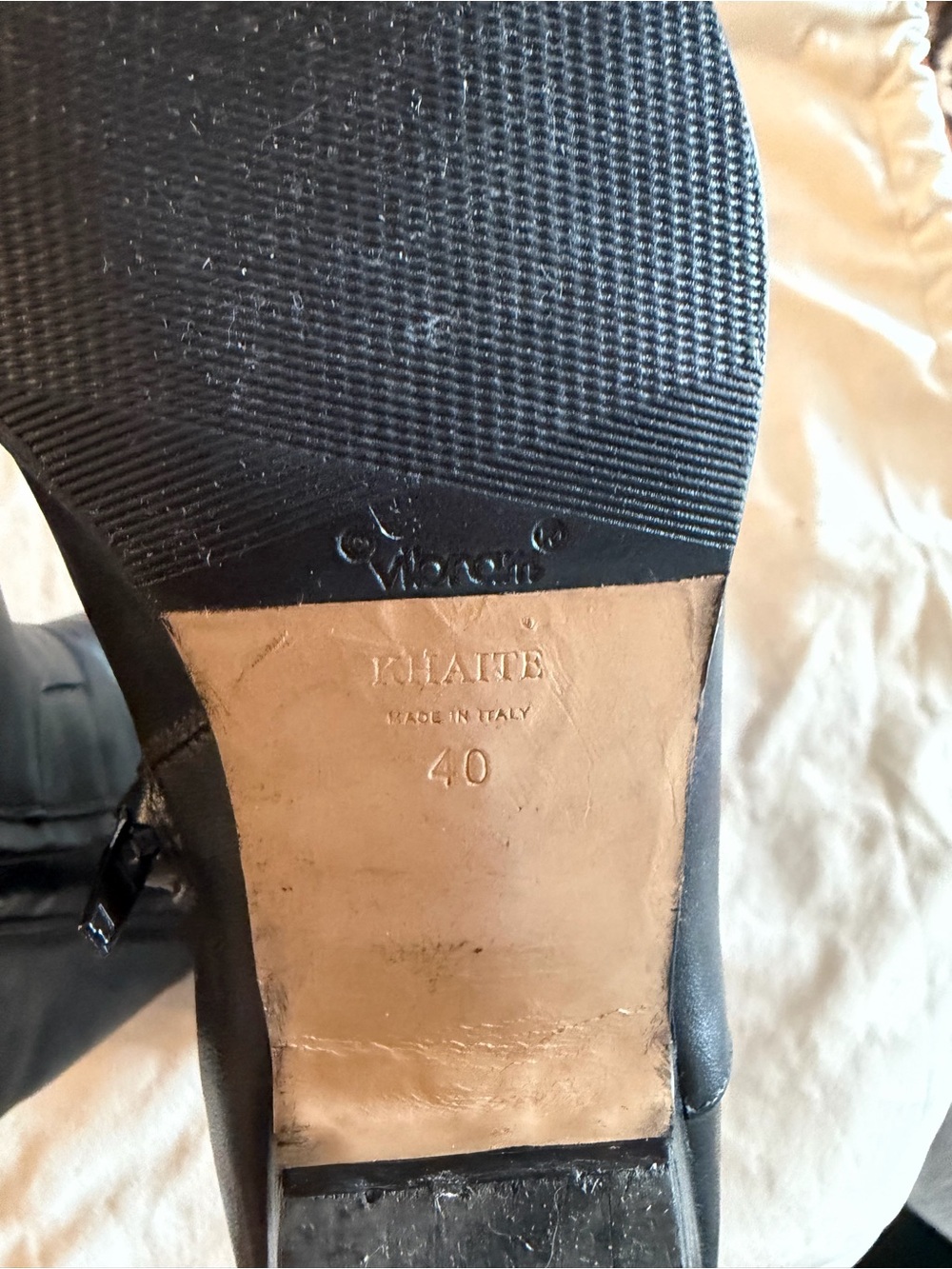 KHAITE Marfa Black Leather Ankle Boots with Square Toe - Picture 5 of 5